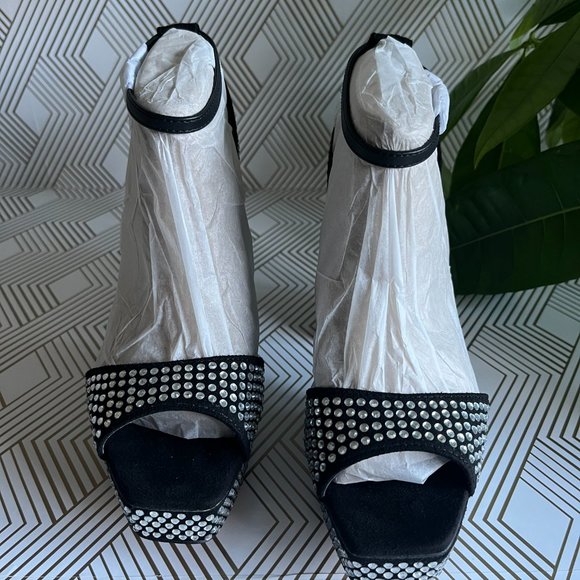 NEW Sam Edelman Nellie Glitz Platform Black Embellished Heels NWB 6 1/2 M - Picture 2 of 7